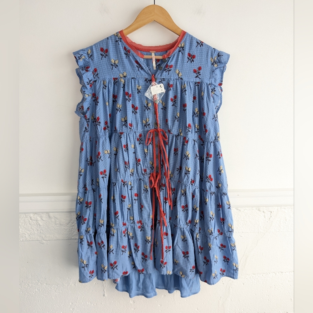 Free People • Sundown Mini Dress in Allure Blue Combo - Picture 2 of 9